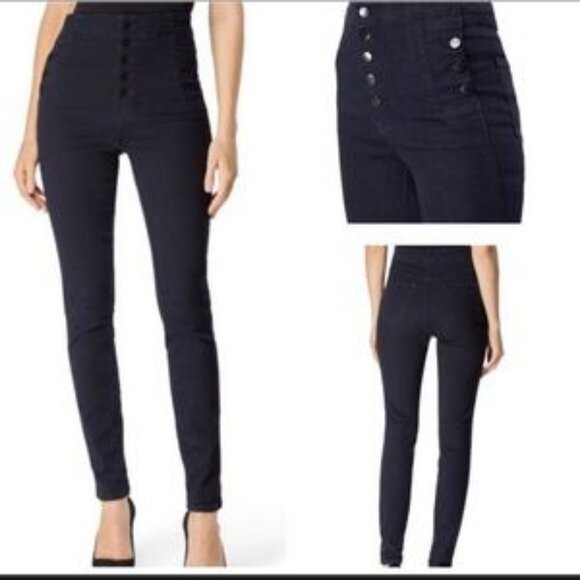 Womens J Brand Natasha Seriously Black Button-Fly Skinny Denim Jean 23 - Picture 1 of 16